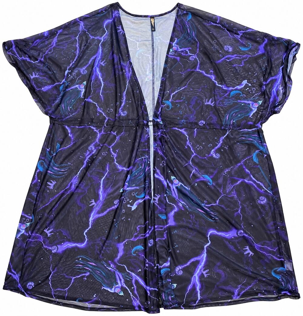 Disney Villains Ursula Swimsuit Cover Up Sheer Black Purple Kimono Beach